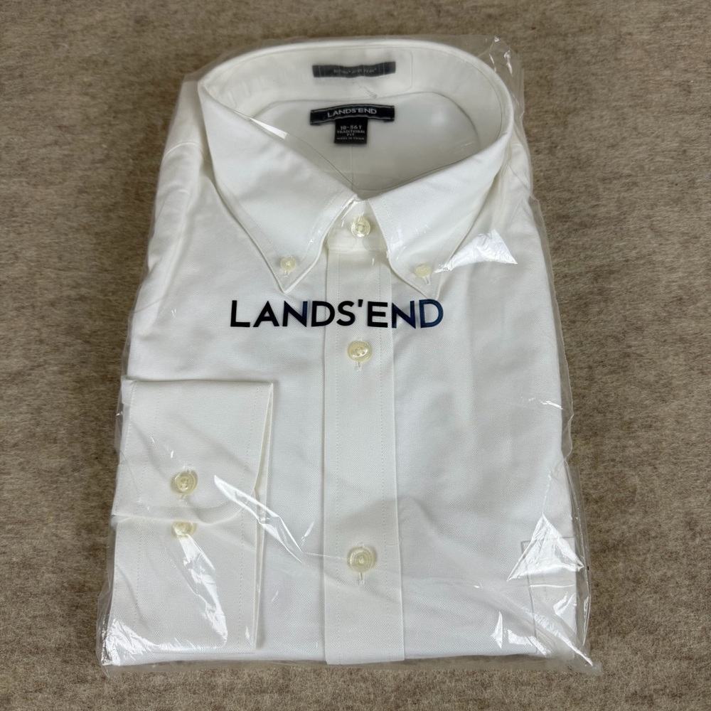 Lands' End Men's Hyde Park White Traditional Dress Shirt - Size 18/36T - NWT